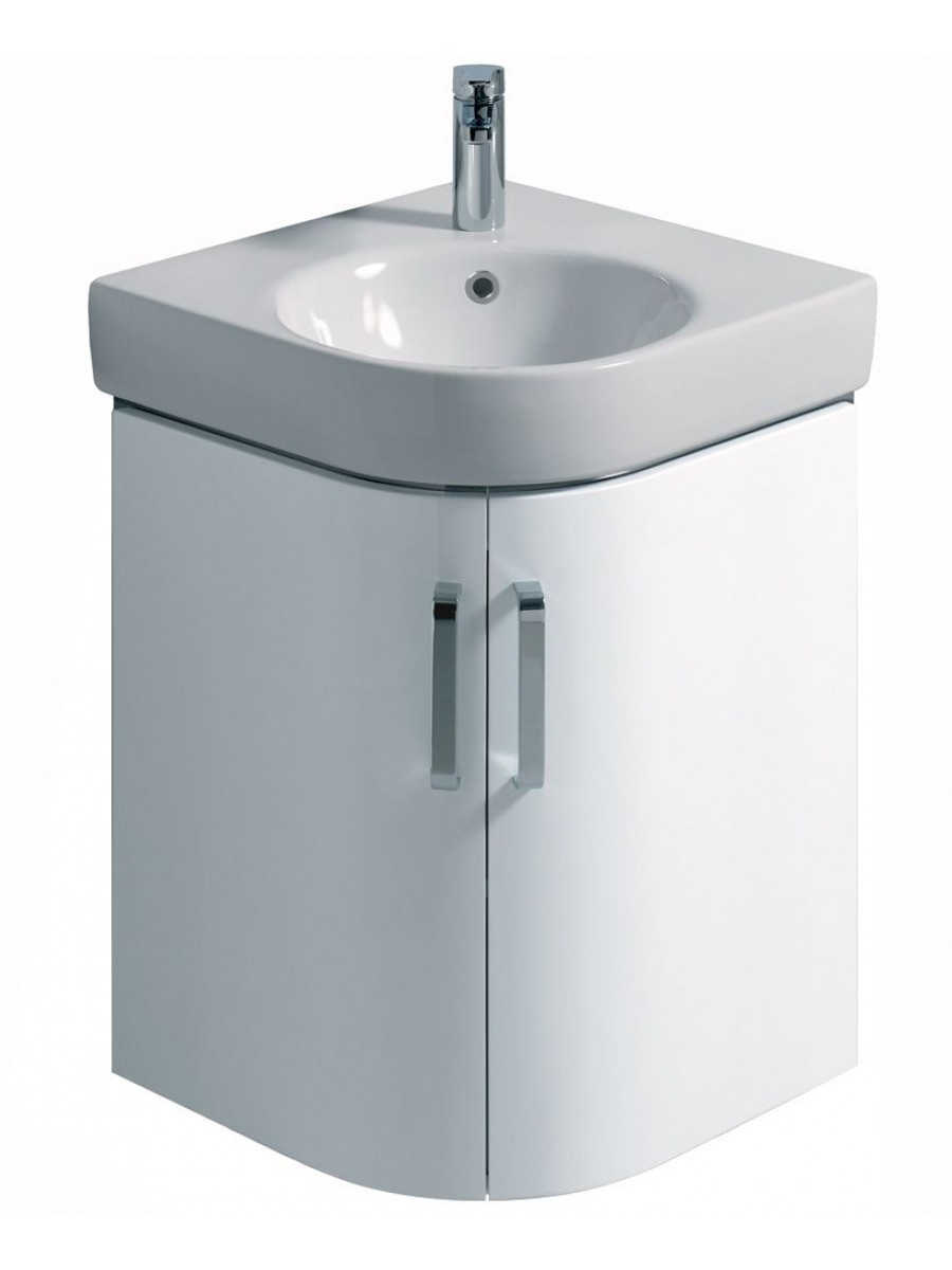 E200 500 White Corner Vanity Unit Wall Hung