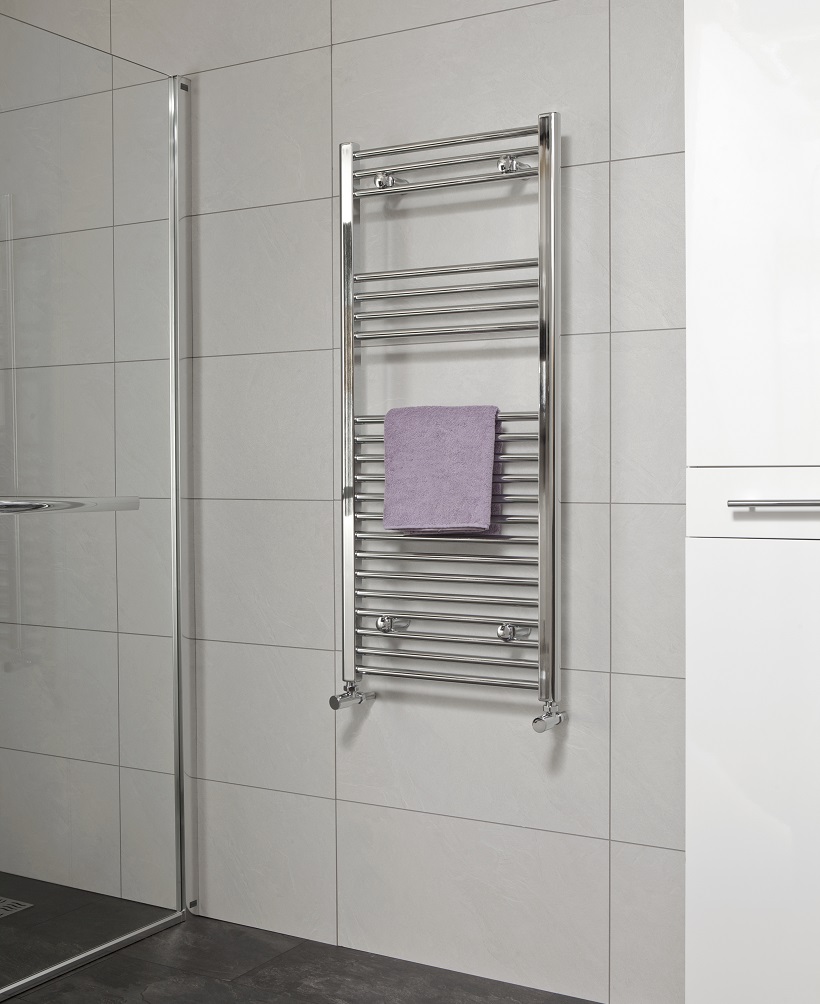 Straight 1200x500 Heated Towel Rail Chrome