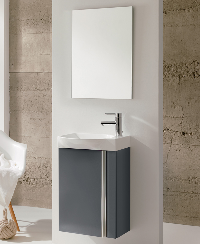 Bern 45 cm Gloss Grey Wall Hung Vanity Pack with Mirror