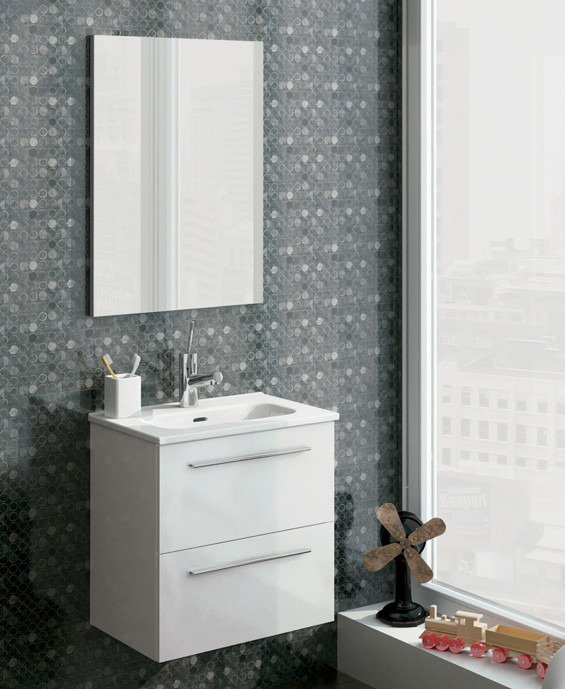 Zurich 50 cm Gloss White Vanity Pack with Mirror - Drawers