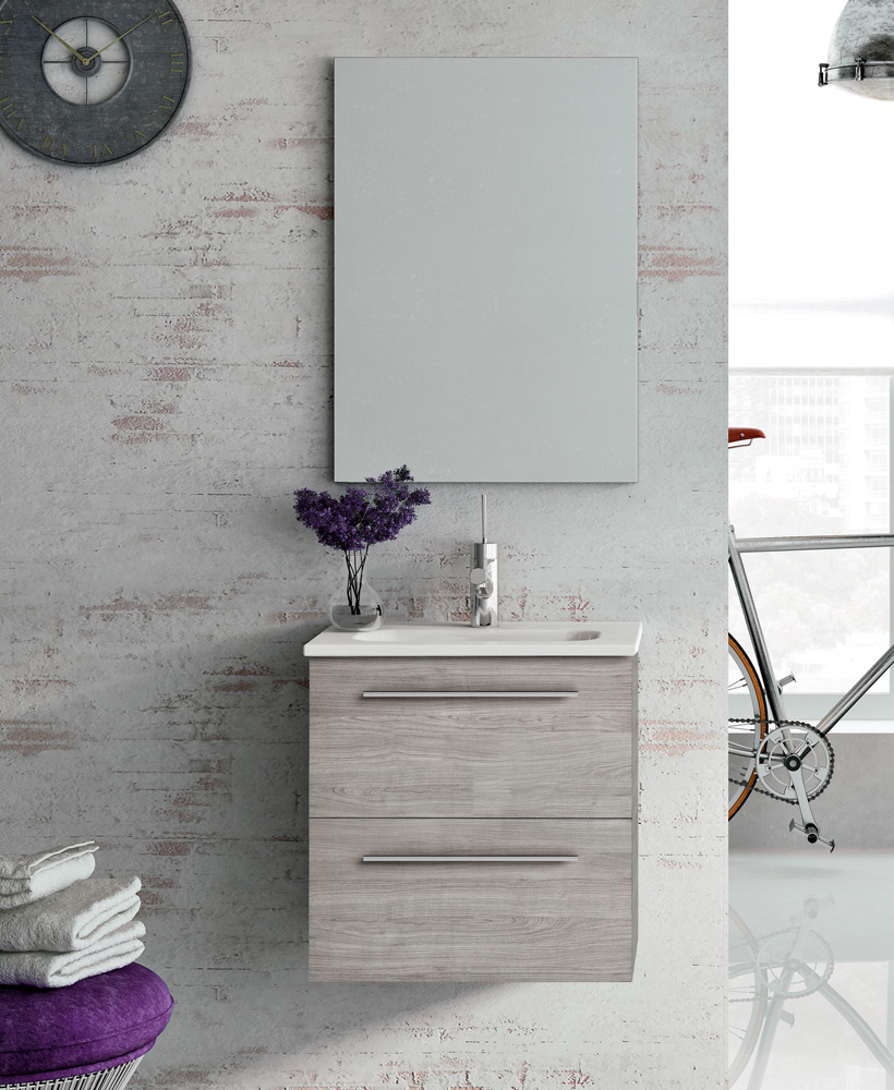 Zurich 50 cm Sandy Grey Vanity Pack with Mirror - Drawers