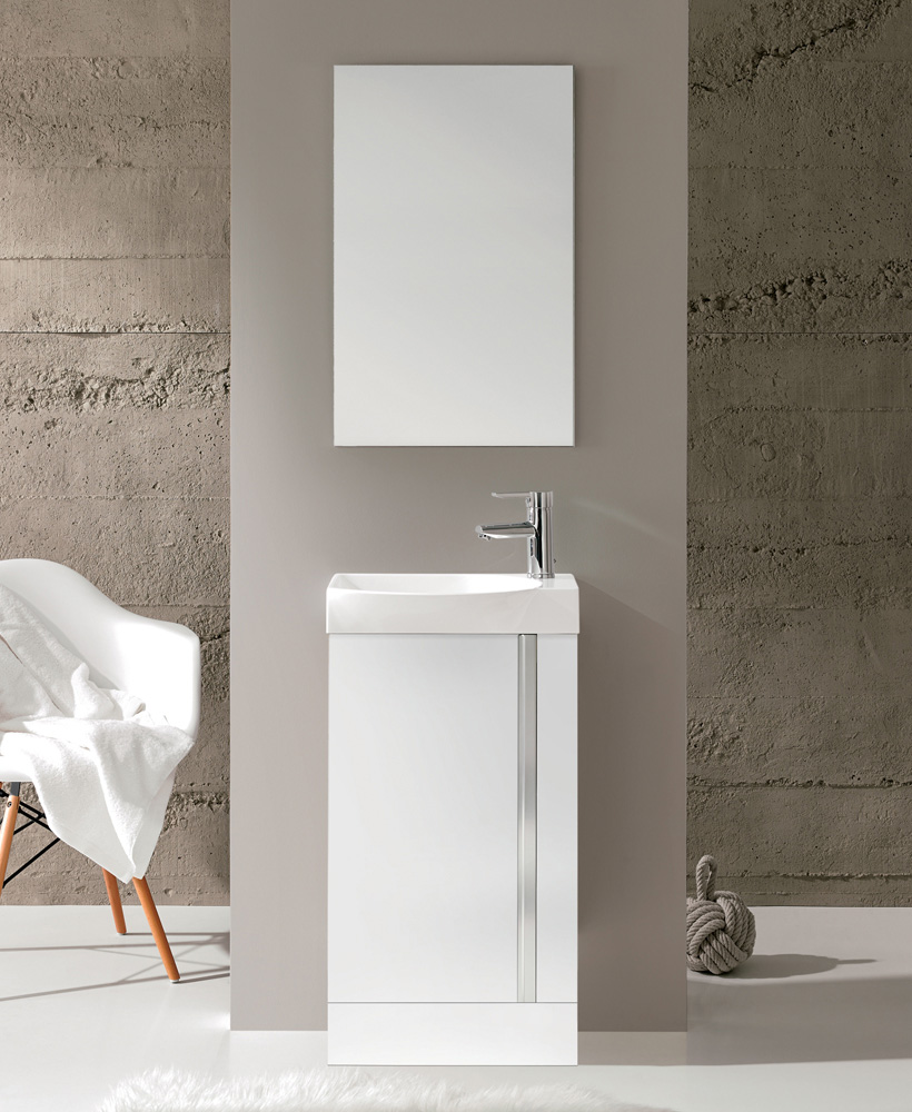 Bern 45 cm Gloss White Floor Standing Vanity Pack with Mirror