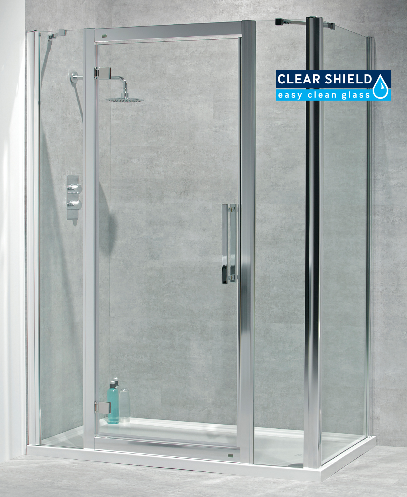 Avante 8mm 1500mm Hinged Shower Door and Double Infill Panel - Adjustment 1440-1500mm