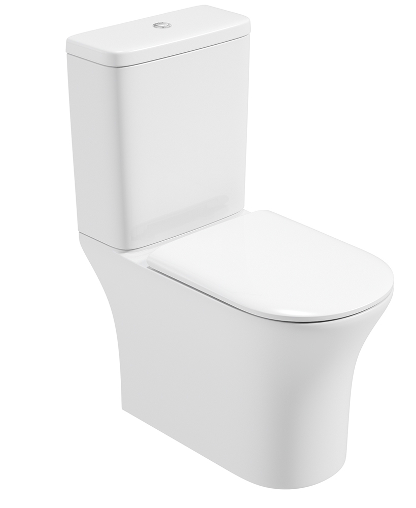 Angela Fully Shrouded Close Coupled Rimless WC with Soft Closing Quick Release Seat
