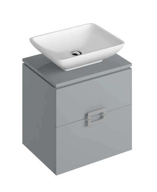 Ava Pearl Grey 55 cm Wall Hung Vanity Unit and AIMEE Countertop Basin
