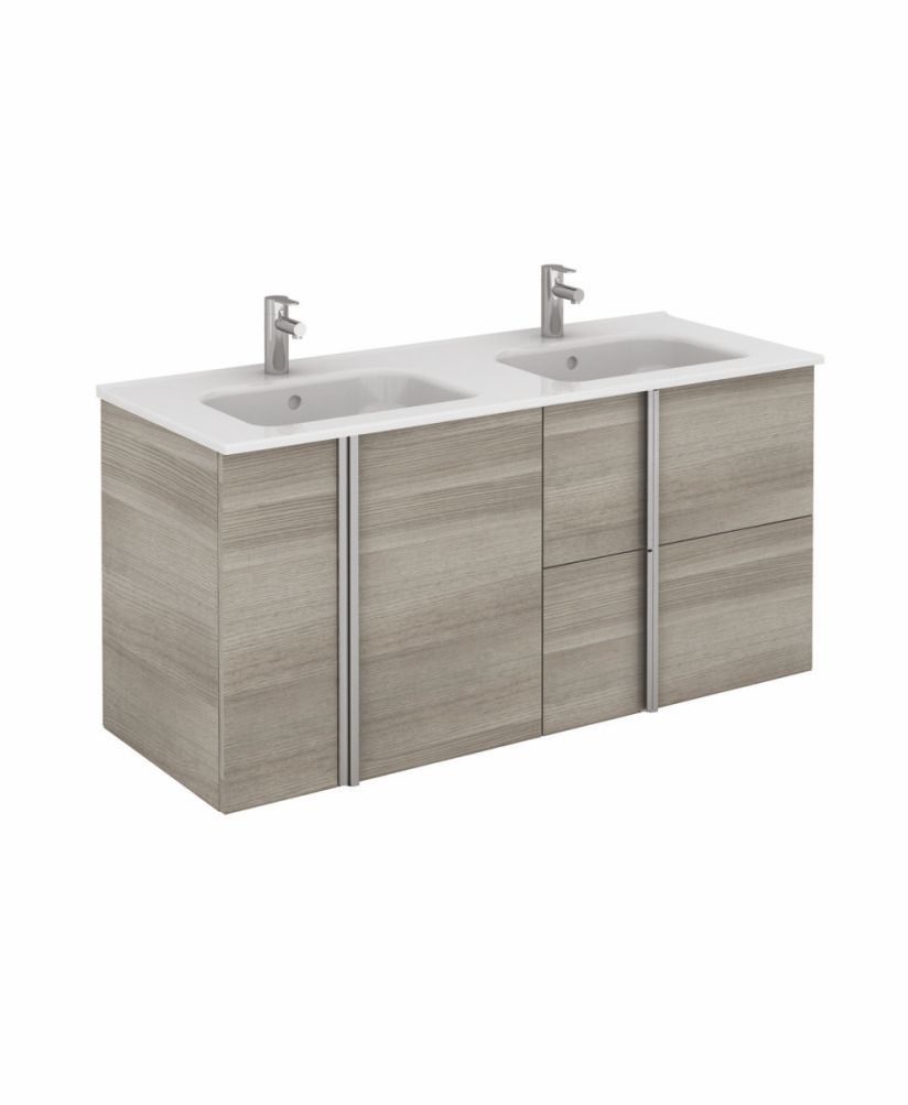 Athena 120cm Sandy Grey Double Vanity Unit with SLIM Basin - Drawers + Doors
