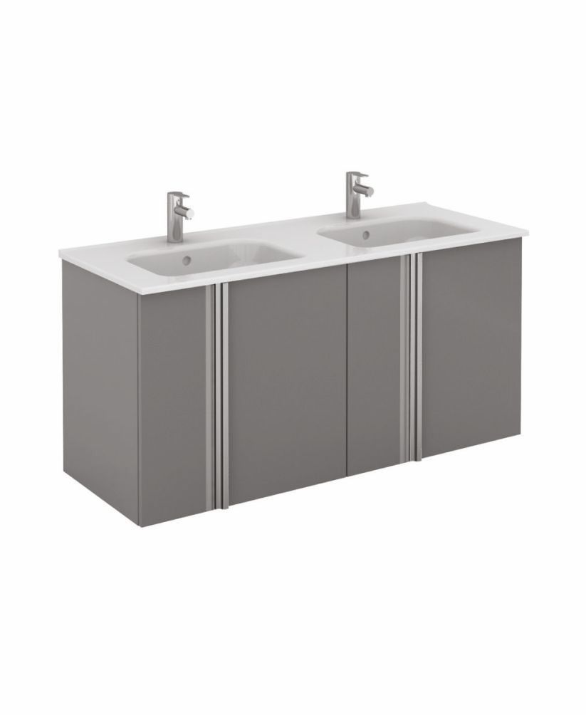 Athena 120cm Gloss Grey Double Vanity Unit with SLIM Basin - Doors