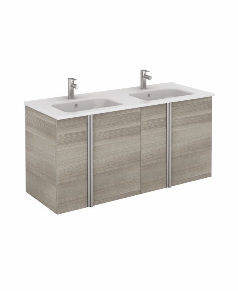 Athena 120cm Sandy Grey Double Vanity Unit with SLIM Basin - Doors