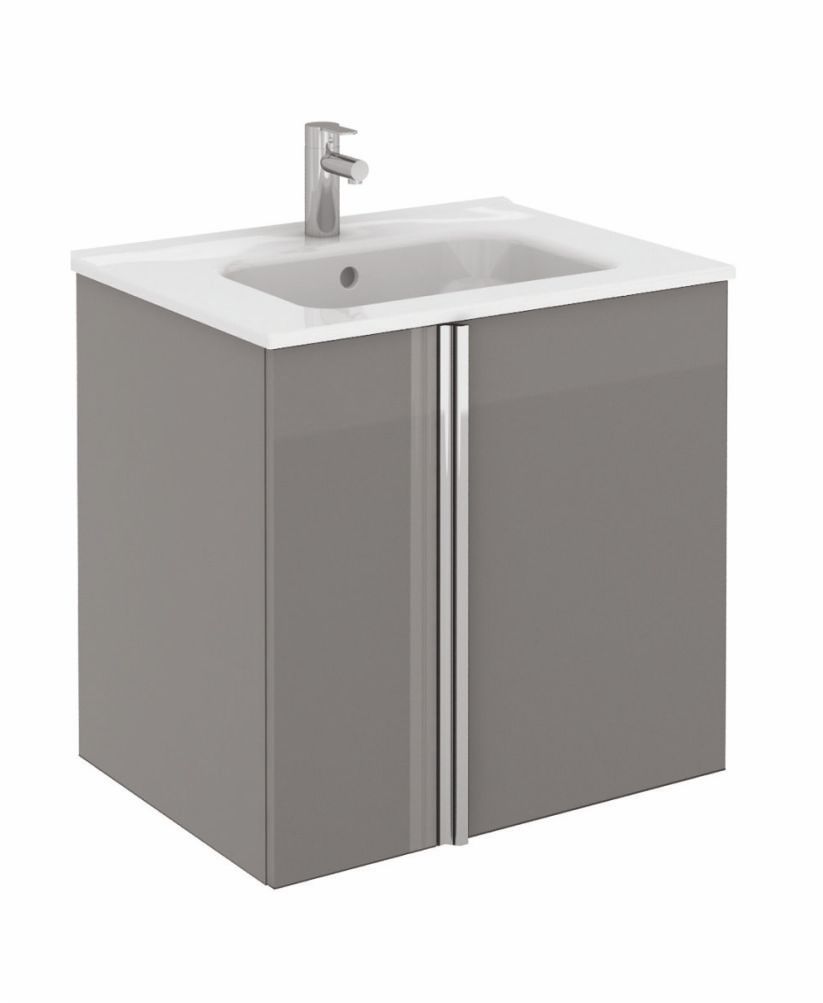 Athena 60cm Gloss Grey Vanity Unit with SLIM Basin - Doors