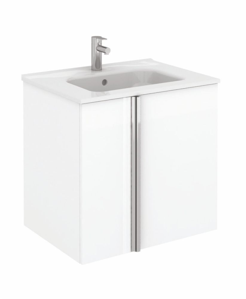 Athena 60cm Gloss White Vanity Unit with SLIM Basin - Drawers