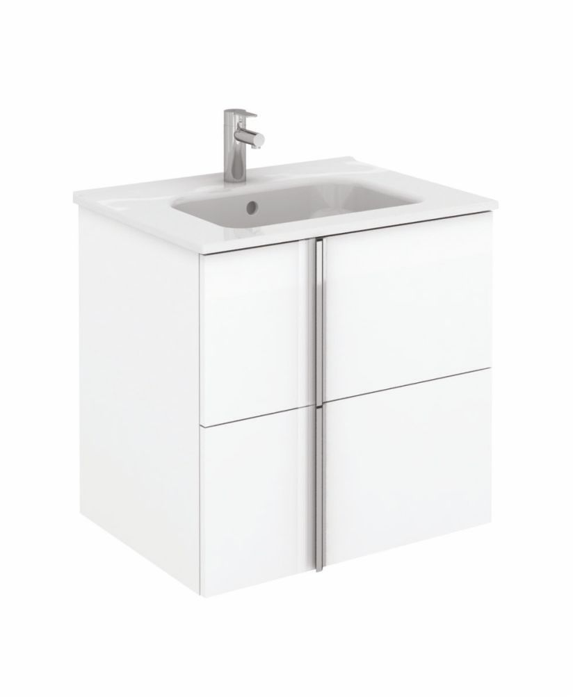 Athena 60cm Gloss White Vanity Unit with SLIM Basin - Drawers