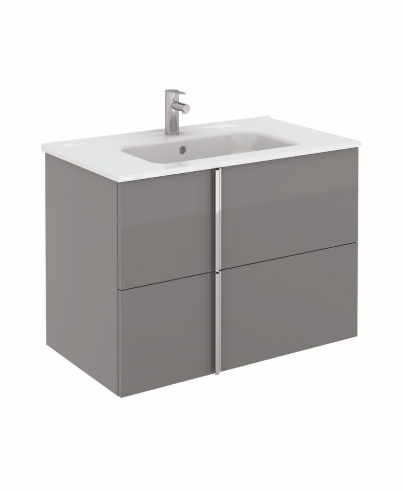 Athena 120cm Gloss Grey Double Vanity Unit with SLIM Basin - Drawers