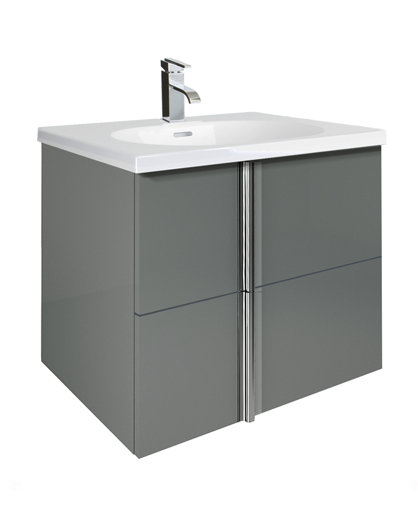 Athena Gloss Grey 60cm Vanity Unit 2 Drawer and Aida Basin