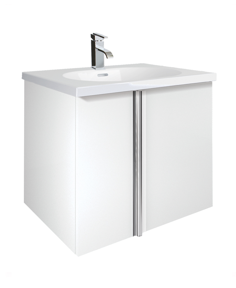 Athena White 2 Door 60cm Wall Hung Vanity Unit and Aida Basin