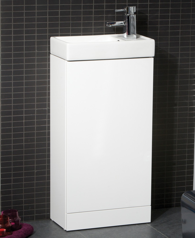Space 40cm White Floor Standing Unit & Cloakroom Basin