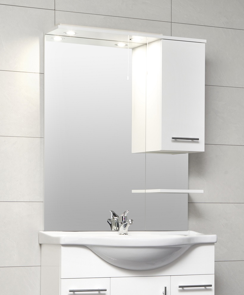Blanco White 70cm White Mirror with LED Light & Pullcord