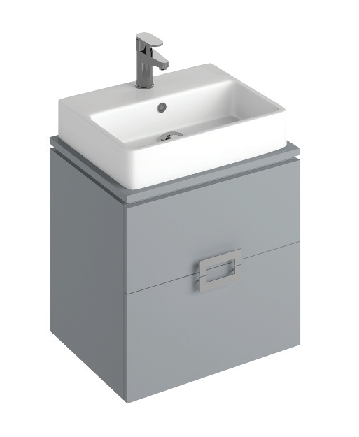 Ava Pearl Grey 55 cm Wall Hung Vanity Unit and BROOK Countertop Basin
