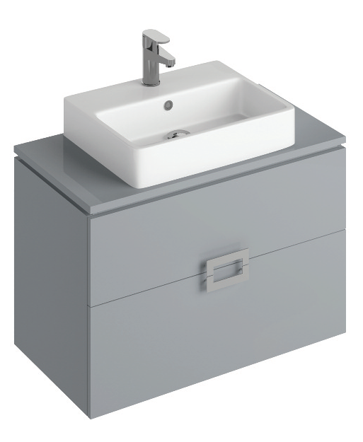 Ava Pearl Grey 80 cm Wall Hung Vanity Unit and BROOK Countertop Basin