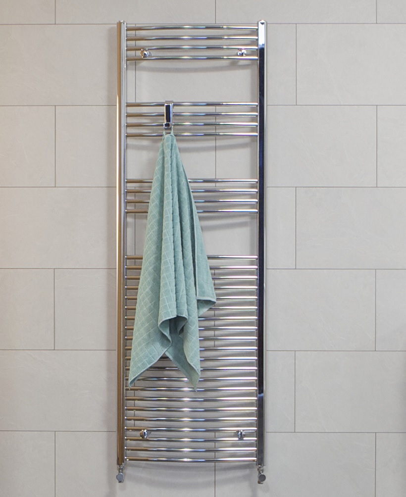 Curved 1800x600 Heated Towel Rail Chrome