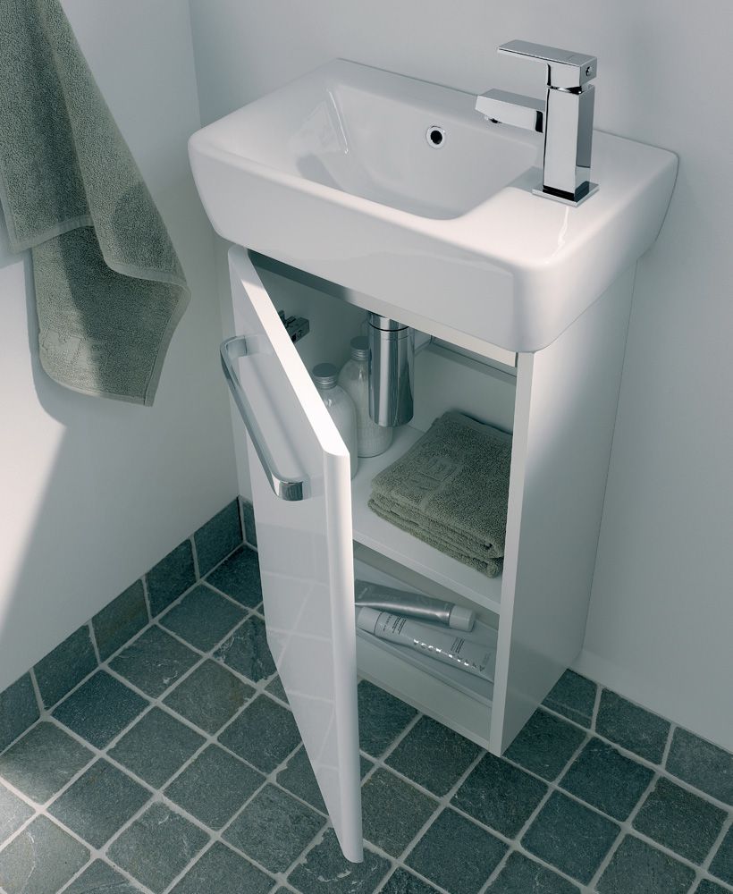 Twyford E200 400 White Vanity Unit and Basin Wall Hung RH Tap