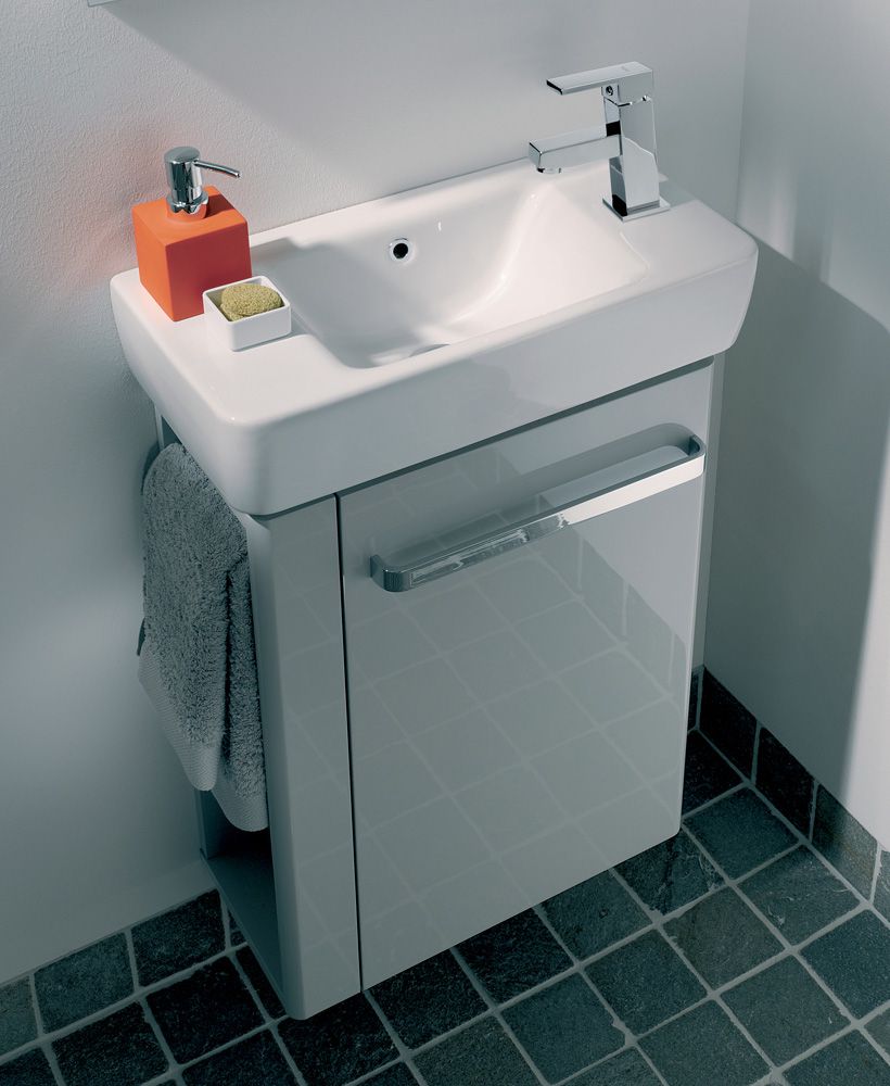 Twyford E200 500 Grey Vanity Unit Wall Hung RH Tap with Left Towel Rail