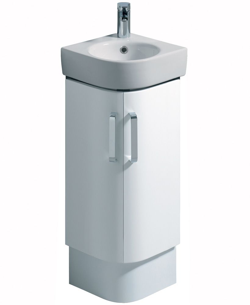 Twyford E200 320 White Corner Vanity Unit Floor Standing