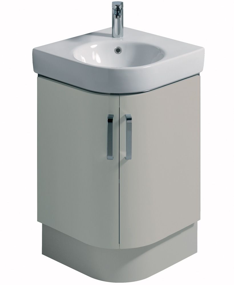 Twyford E200 500 Grey Corner Vanity Unit and Basin - Floor Standing