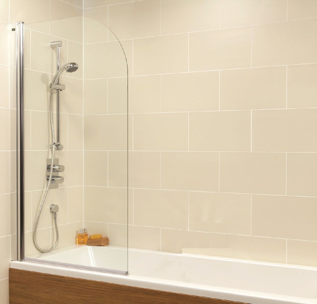Duo Straight Single Ended 1600x700mm Bath and Shower Screen with 6mm glass - Radius