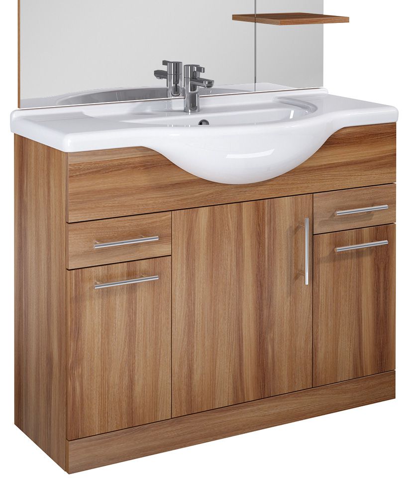 Blanco Walnut 105cm Vanity Unit, Basin