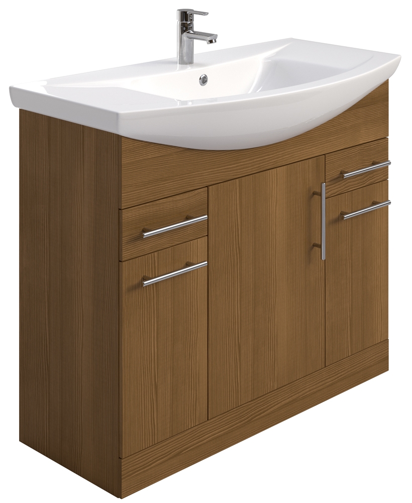 Blanco Walnut 105cm Vanity Unit, Basin