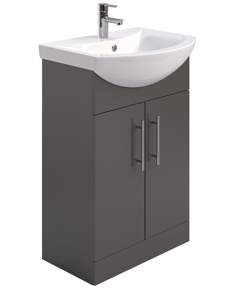 Blanco Gloss Grey 55cm Vanity Unit & Basin