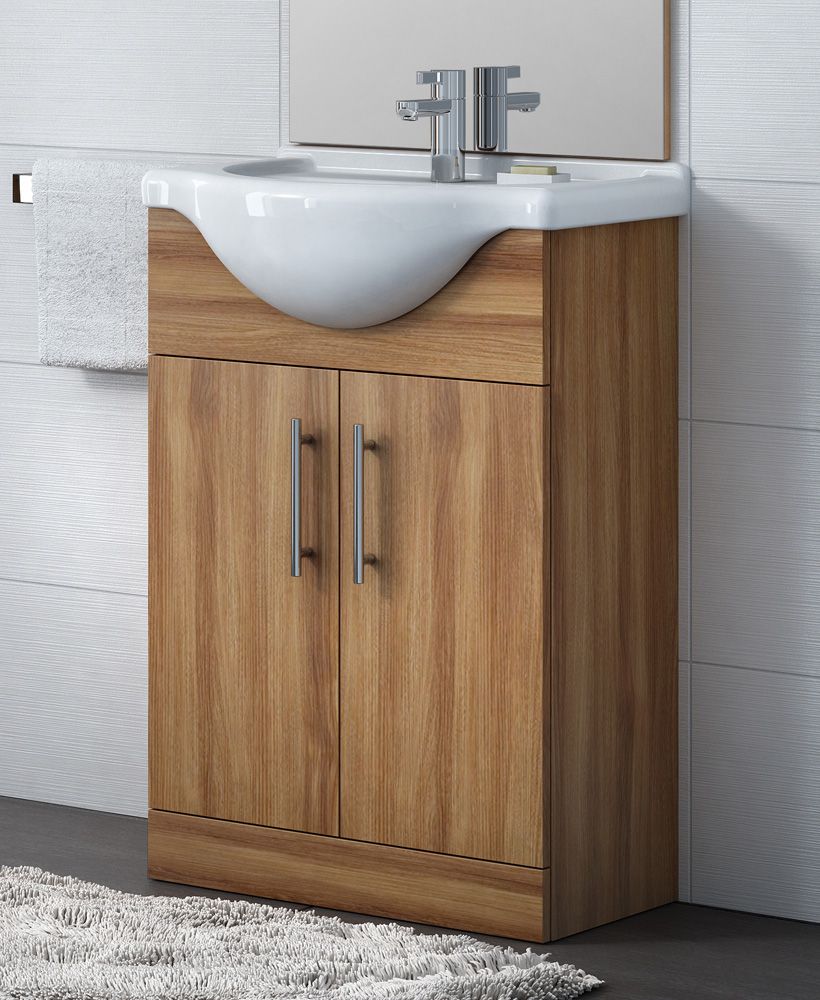 Blanco Walnut 55cm Vanity Unit, Basin
