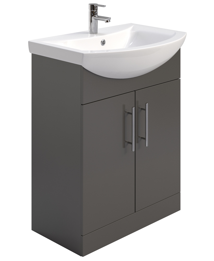 Blanco Gloss Grey 65cm Vanity Unit & Basin