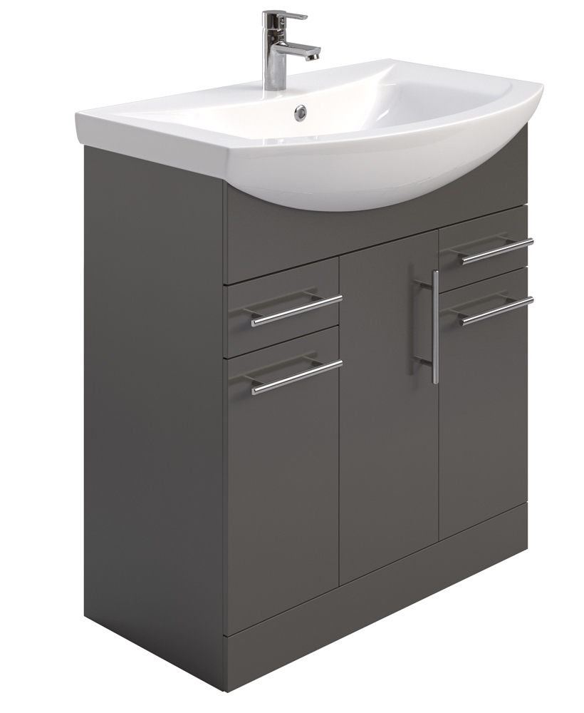 Blanco Gloss Grey 75cm Vanity Unit & Basin - PRICE INCLUDES BASIN AND UNIT
