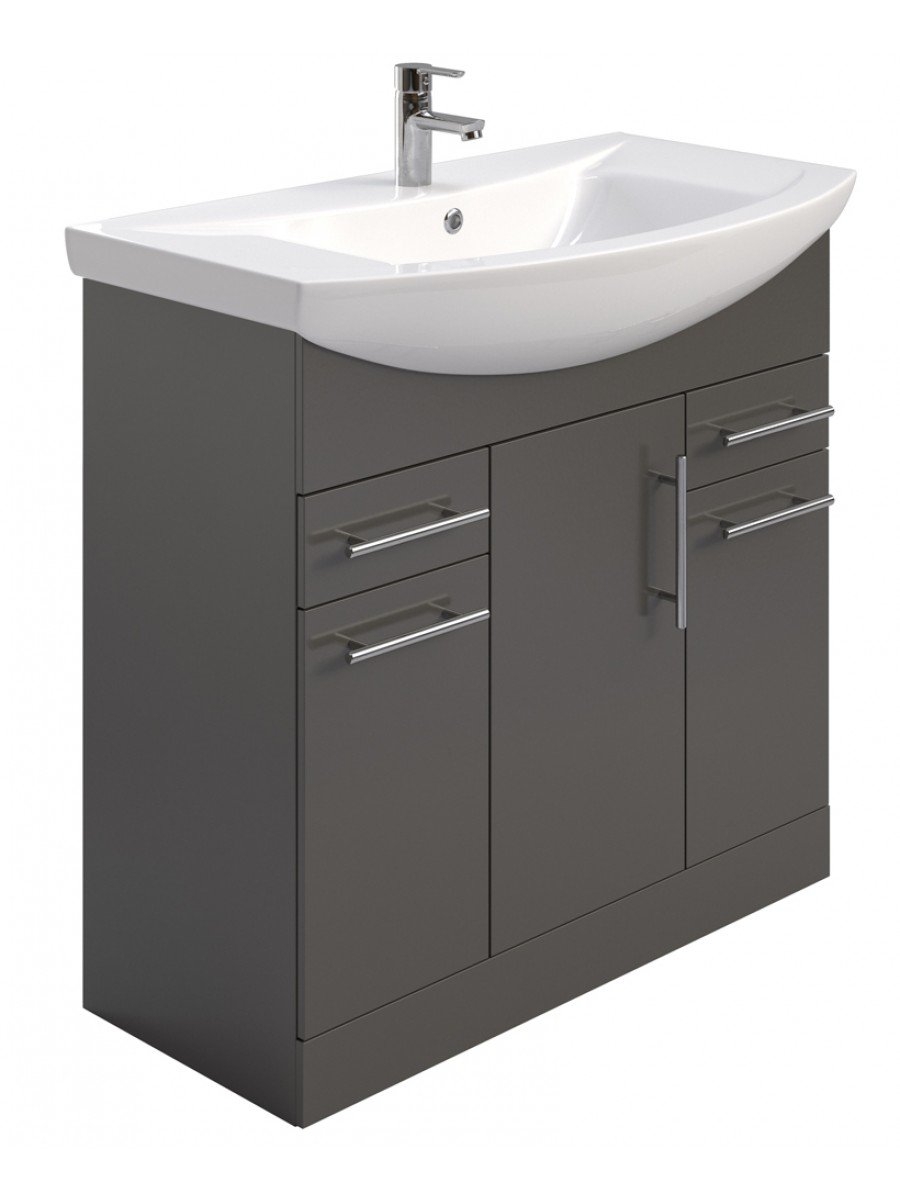 Blanco Gloss Grey 85cm Vanity Unit and Basin - PRICE INCLUDES UNIT AND BASIN