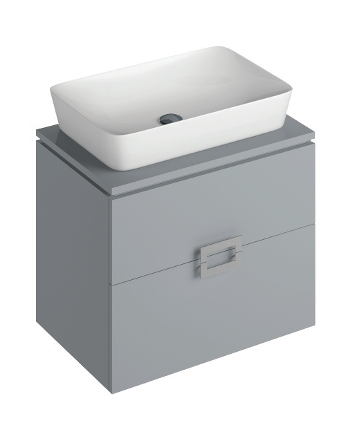 Ava Pearl Grey 65 cm Wall Hung Vanity Unit and ENYA Countertop Basin
