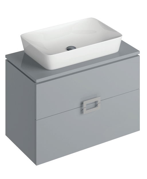 Ava Pearl Grey 80 cm Wall Hung Vanity Unit and ENYA Countertop Basin