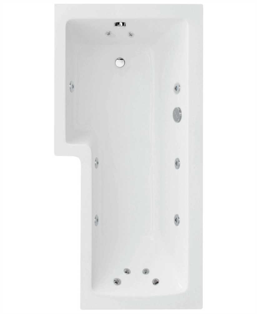 L Shaped 1700 x 850 shower bath Left hand 12 jet bath cw Panel & Bath screen