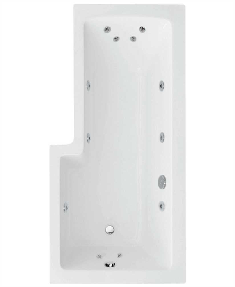 L Shaped 1700 x 850 shower bath Right hand 12 jet bath cw Panel & Bath screen