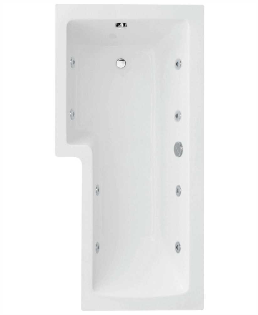 L Shaped 1700 x 850 shower bath Left hand 8 jet bath cw Panel & Bath screen