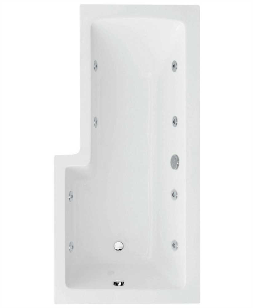 L Shaped 1700 x 850 shower bath Right hand 8 jet bath cw Panel & Bath screen