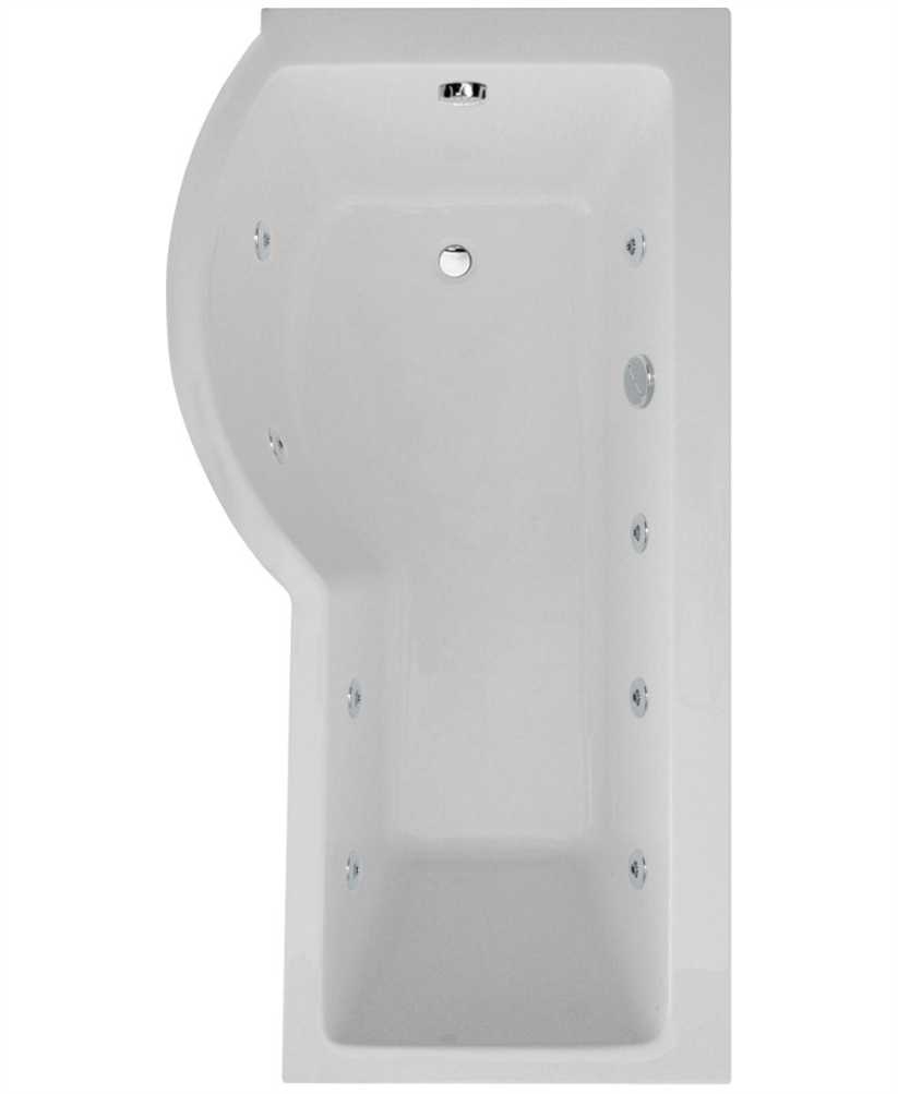 P Shaped 1700 x 900 shower bath Left hand 8 jet bath cw Panel & Bath screen