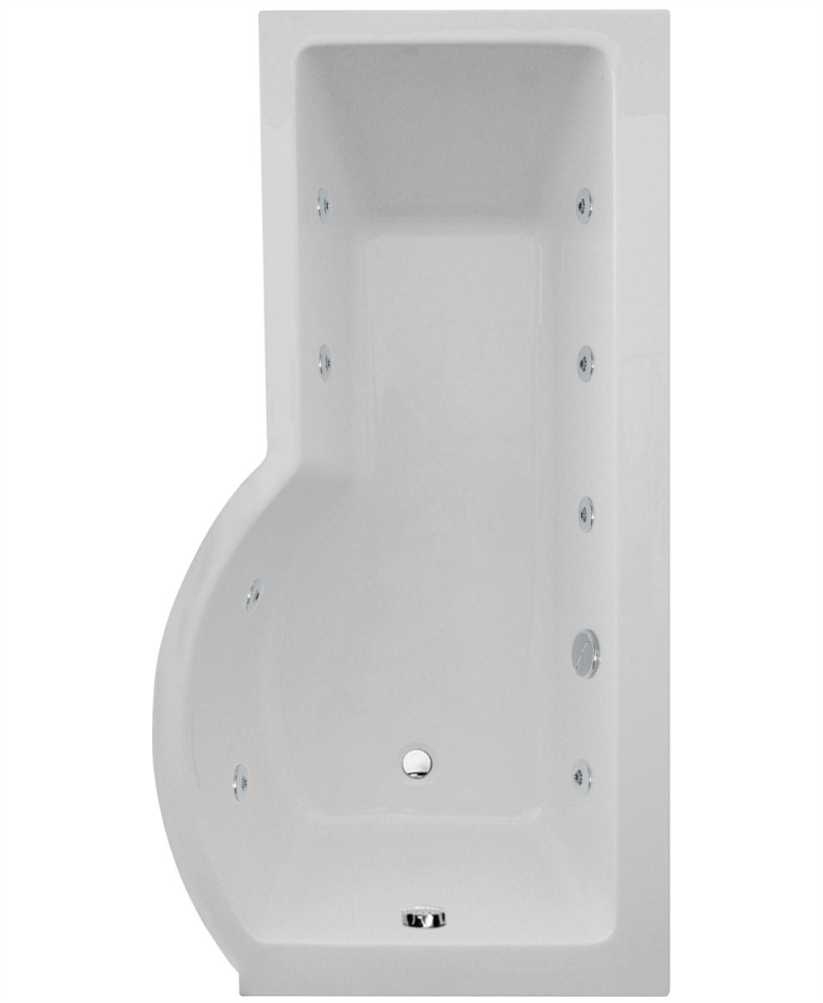 P Shaped 1700 x 900 shower bath Right hand 8 jet bath cw Panel & Bath screen