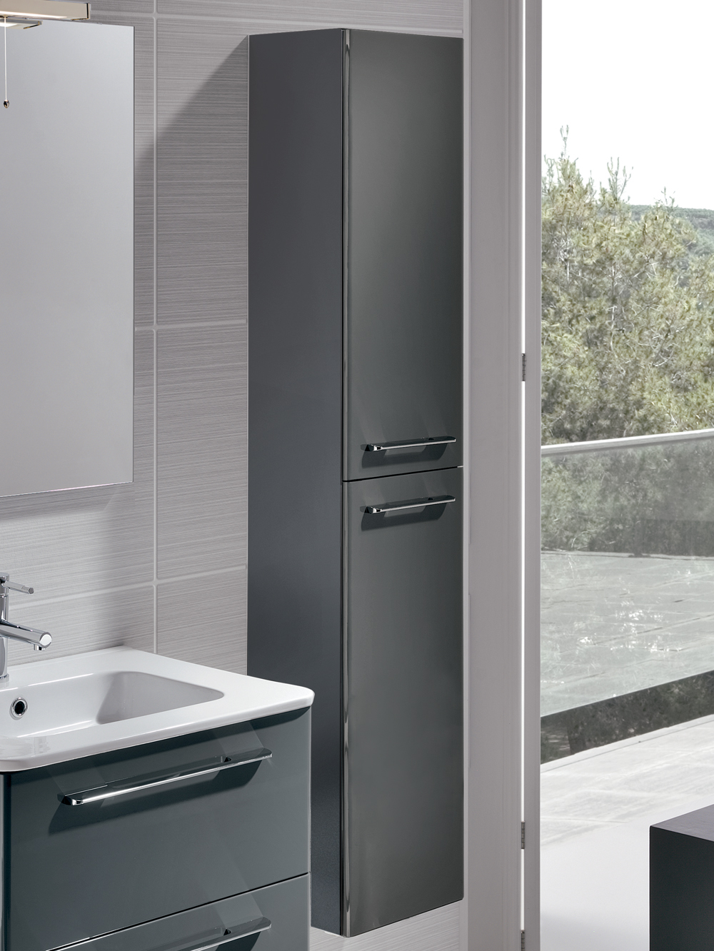 Ramia Gloss Grey 30cm Wall Column