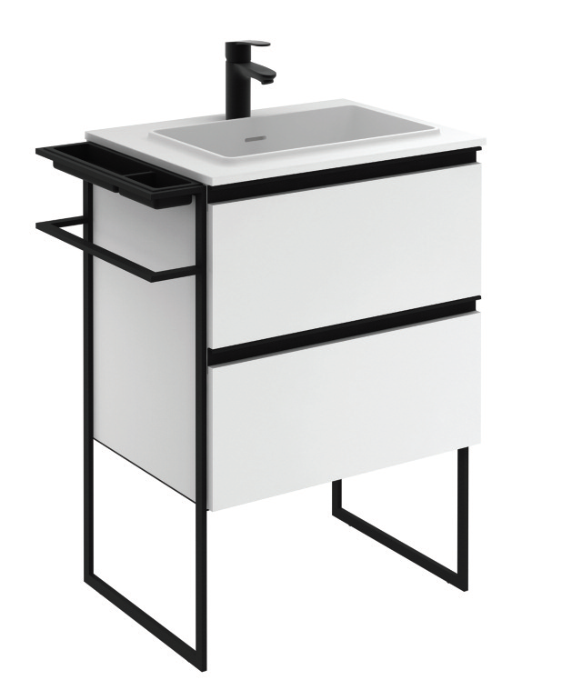 Essence 60cm Unit Matt White with Moon Basin and 100mm Shelf - ** 60% Off