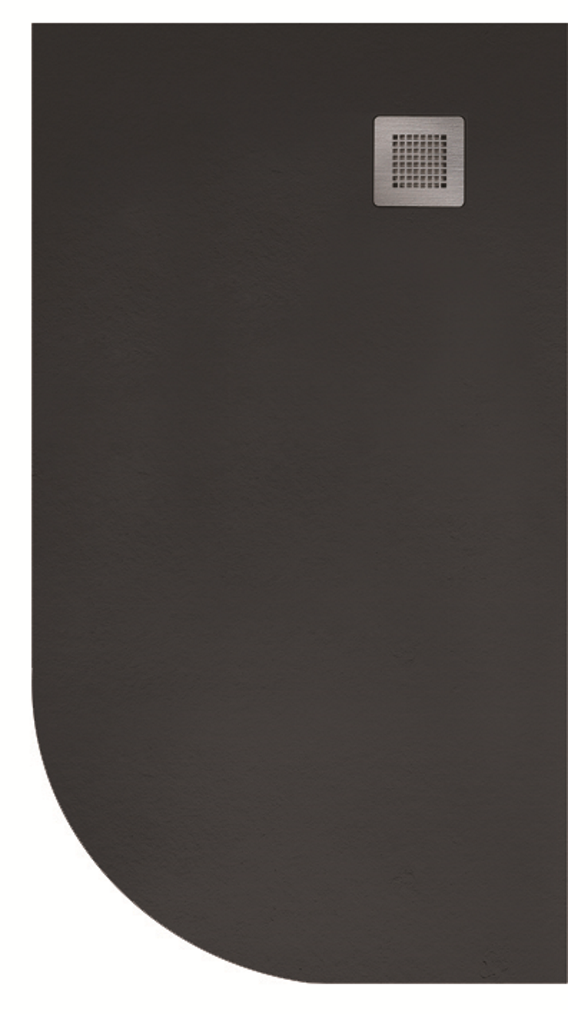 Slate 1000X800 Offset Quadrant Shower Tray RH Black - with FREE Waste