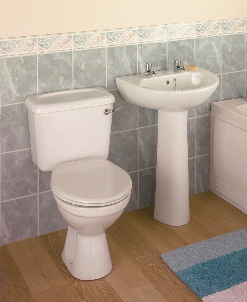 Twyford Option Lever Flush Toilet and Wash Basin Set