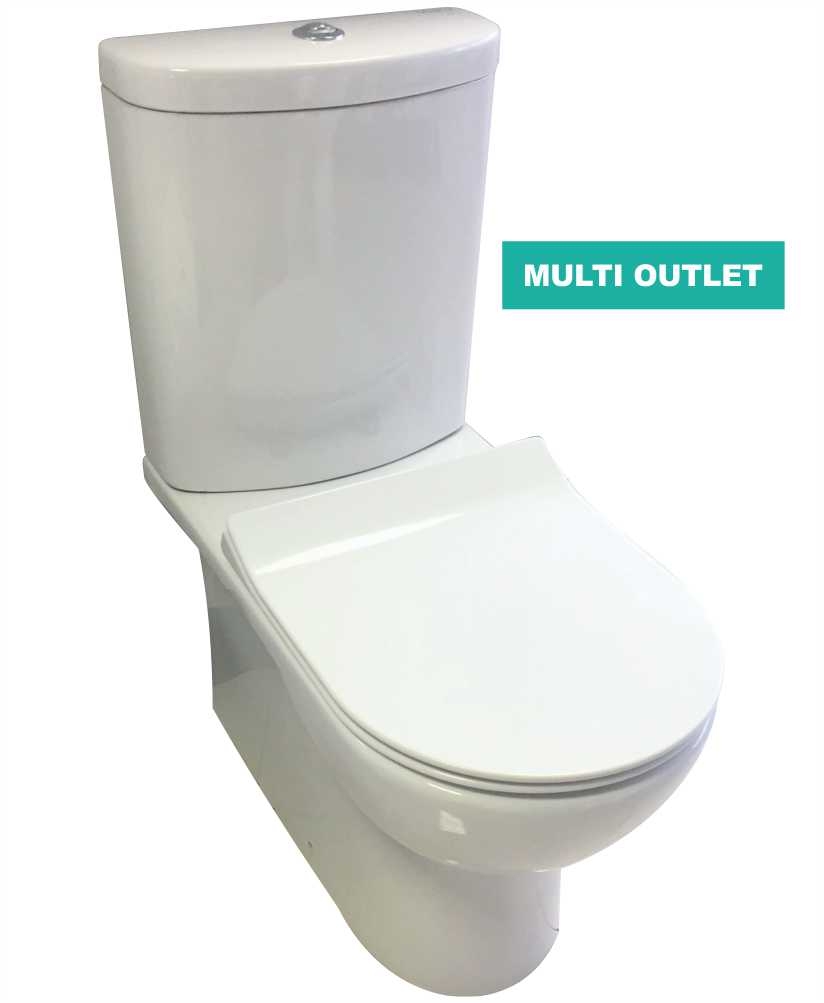 Nevada Fully Shrouded Toilet and SLIM Soft Close Seat - Multi Outlet