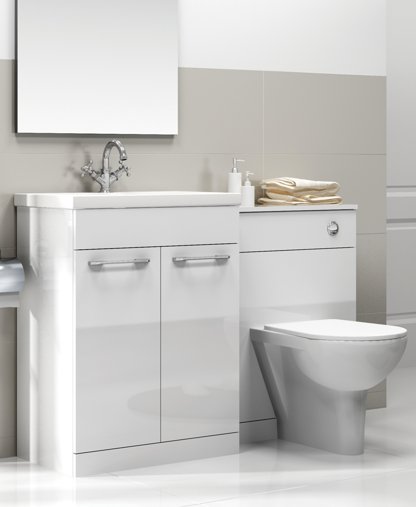 Paola White Slimline 60cm Combination Unit - 2 Door - 1215mm - with Toilet