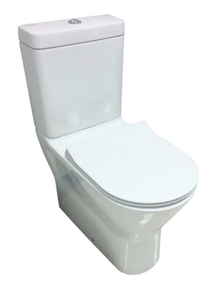 RAK Resort Close Coupled Fully Shrouded Rimless Toilet & SLIM Soft Close Seat